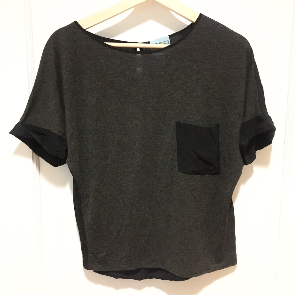 ⭐️ C&C California Gray & Black Silk Pocket Tee Small